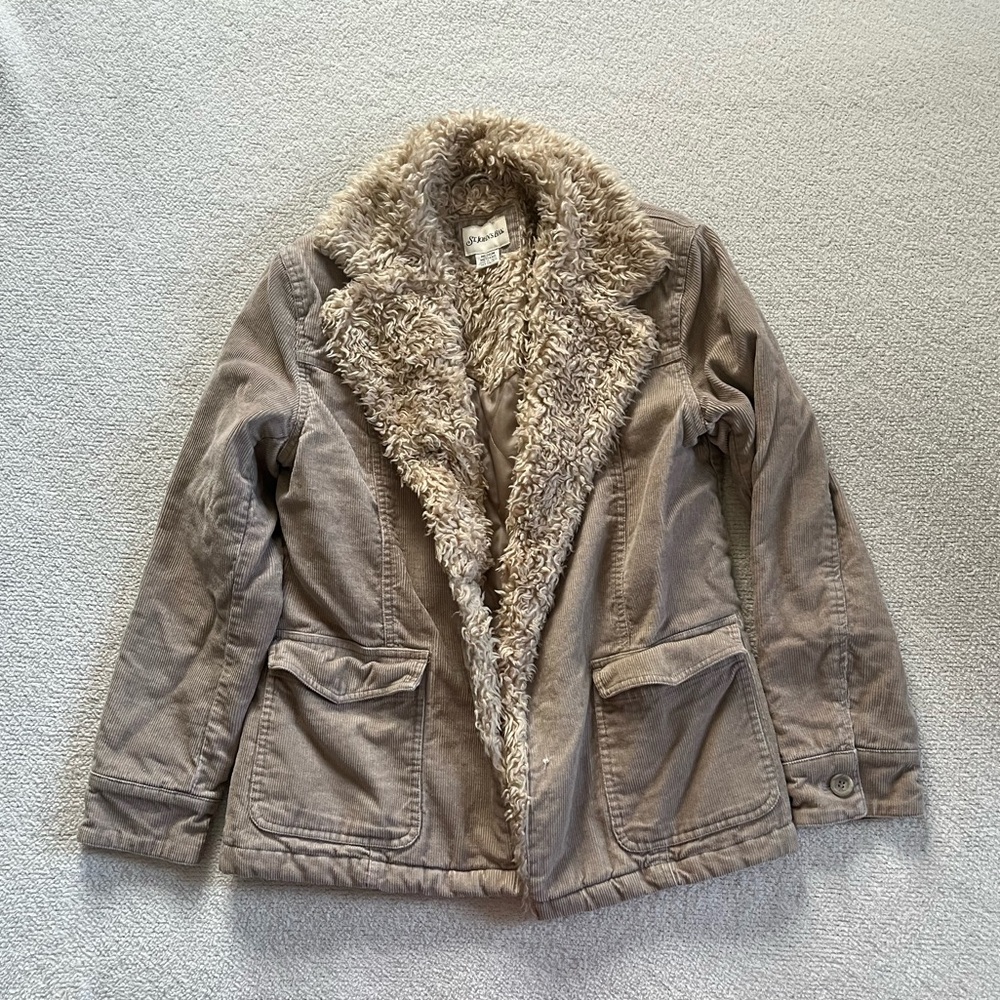 Women's Tan Jacket with Faux Fur Lining